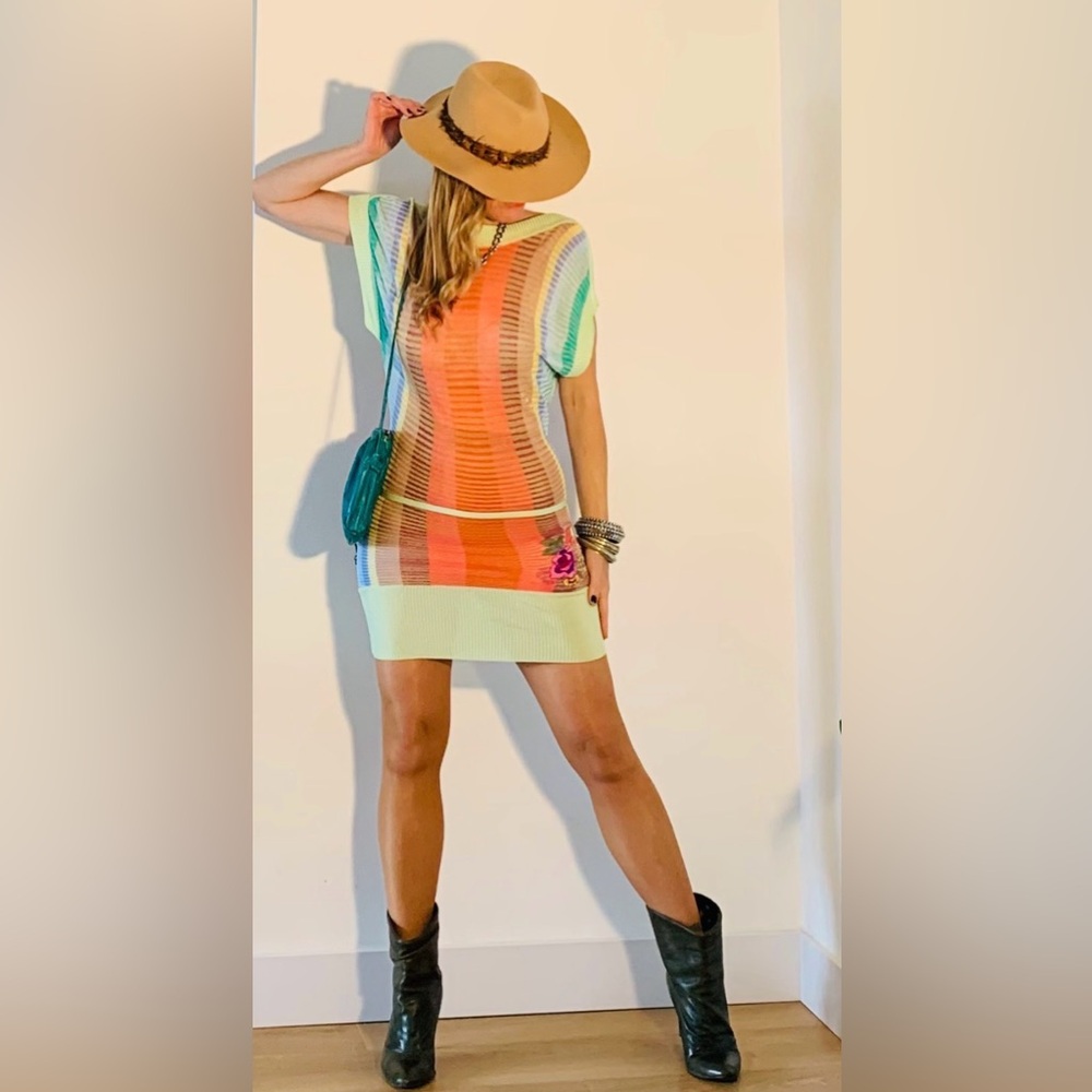 Desigual Vintage Y2K Colorful Striped Knit Dress M/L